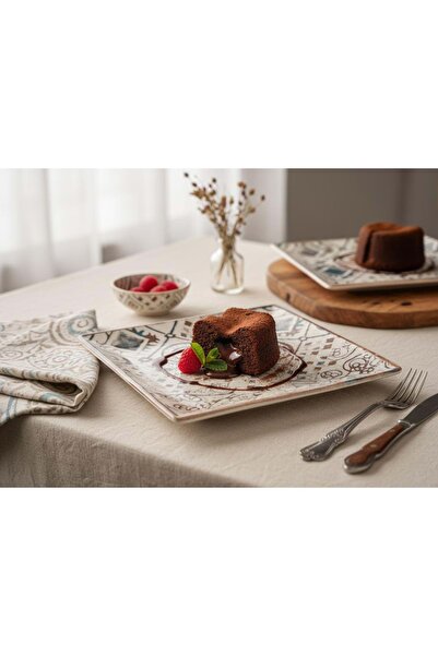 La Mediterranea Square Dessert Plate 18x18 cm Model GRECIA –