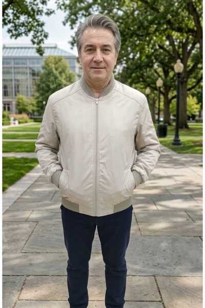 güncüoğlu Hakim Collar with Ribbed Sleeves and Bottom, Seasonal Father's Coat