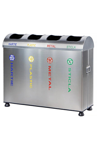 ESENIA Set of 4 stainless steel waste bins for selective collection, waste re...