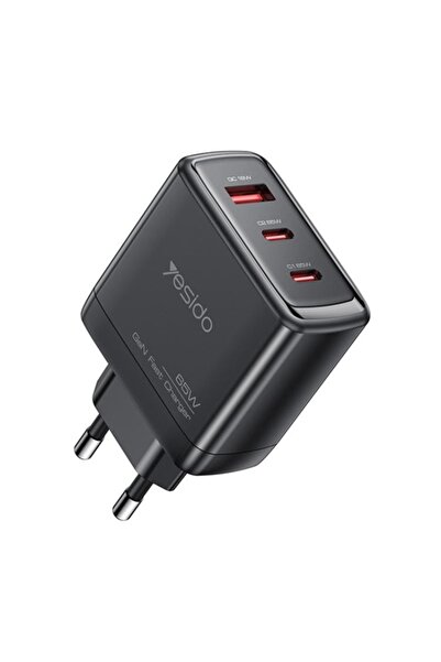Yesido Încărcător de perete, 2x USB-C, 1x USB-A, 65W, tehnologie GaN, alb