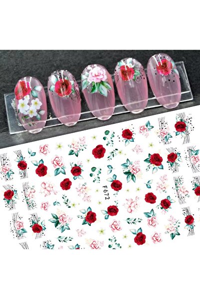 delis Marquise nail stickers, STICKER31, Red/Pink