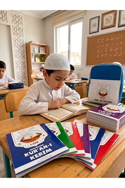 Azim Dağıtım Çocuklar İçin Çantalı Renkli Fasiküllü Kuranı Kerim Seti - 3-6 Y...