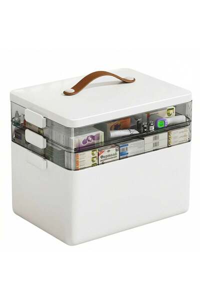 Elindor ® 3-Compartment Medicine Box, Storage Boxes with Lid, 25.5 × 22 × 34 ...