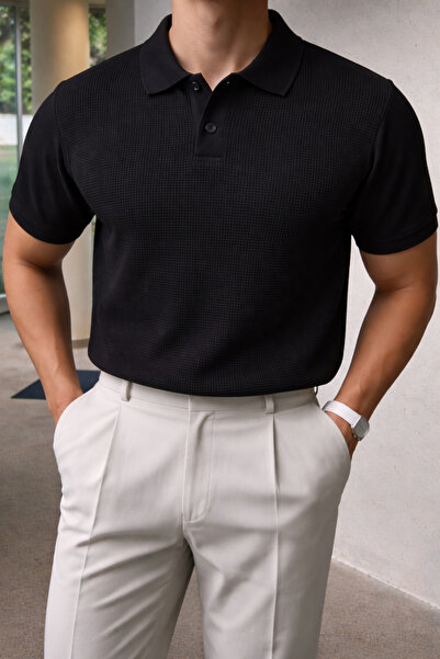 ModaYaren Men's Buttoned Polo Collar Knitwear T-Shirt - Md2042