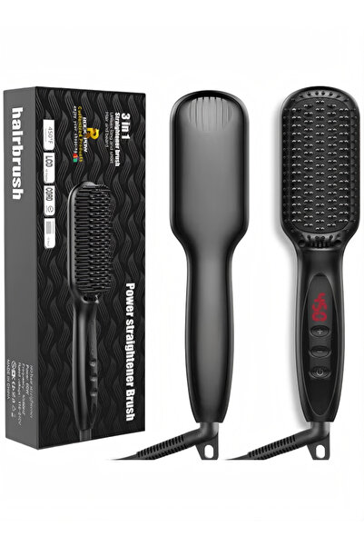 BSMBIOO Hot Air Hair Straightener Brush Black