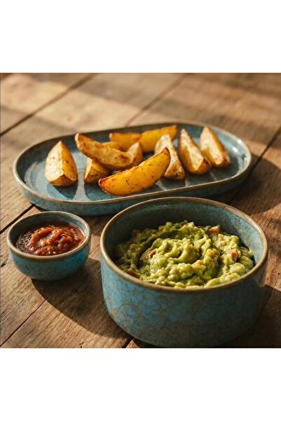 La Mediterranea Oval Ceramic Plate SCRATCH BLUE 25.3 x 13.5 cm