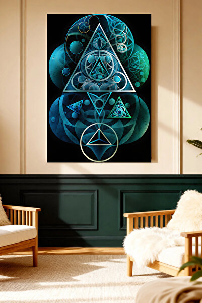 Mushen Studio Triunghi geometric Val Mandala Pictură abstractă pe pânză Impri...