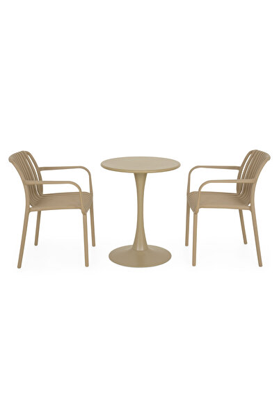Maison Mex Garden/terrace furniture set 2 chairs and table PLEZURO/ALPINE, beige