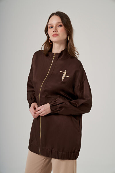 Nuss Stone Detail Cap Jacket 6043 Brown