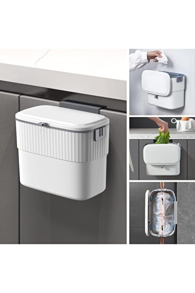 BPA Silk Route Kitchen Trash Can, 1.8 Gallon Hanging Trash Can with Lid, 7 Li...