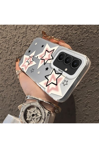 PATTERNOVA غطاء حماية متوافق مع سامسونج جالاكسي S25 FE من السيليكون المقاوم للكسر بتصميم نجمة لطيفة منقوش مطبوع مع حماية ضد الصدمات