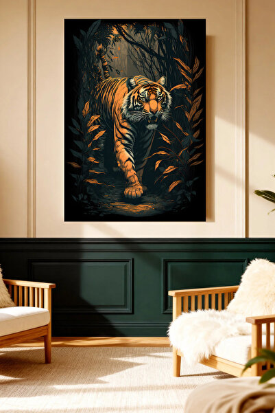 Mushen Studio Walking Tiger Wild Nature Forest Canvas Art Print Powerful Wall...