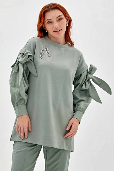 Kayra Women's Sleeve Detailed Tunic Green