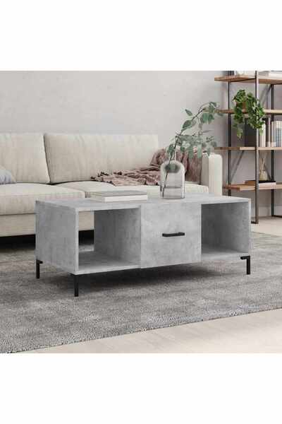 Concept Τραπεζάκι σαλονιού, γκρι σκυροδέματος, 102x50x40 εκ., επεξεργασμένο ξύλο