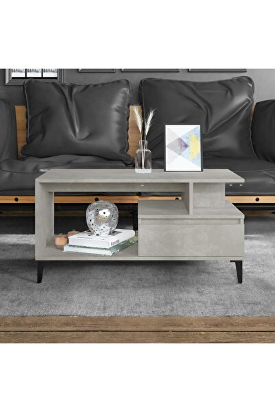 Concept Τραπεζάκι σαλονιού, γκρι σκυροδέματος, 90x49x45 εκ., επεξεργασμένο ξύλο