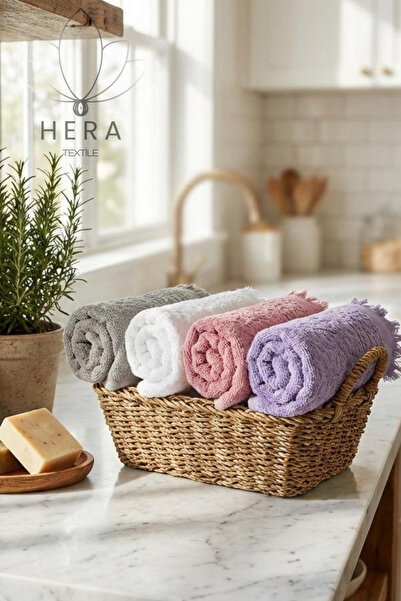 HERA 12’li 6 ADET TURKUAZ-6 ADET GRİ 30X50 CM PAMUKLU MUTFAK HAVLUSU