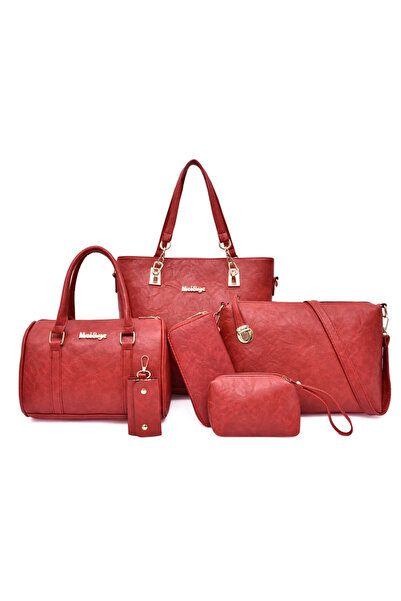 Magdeal Set of 6 Eco- Leather Bags, Textured Pattern