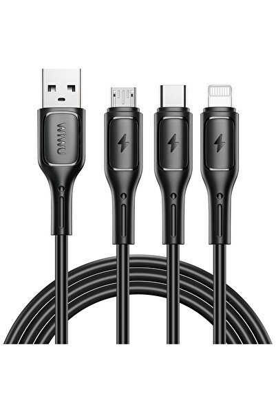 WIWU كابل شحن USB 3 في 1 من سلسلة Starlink WI-C045E بقوة 3.1 أمبير، مزود بمنف...