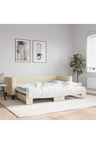 Concept Pat de zi cu extensie, crem, 80x200 cm, material textil