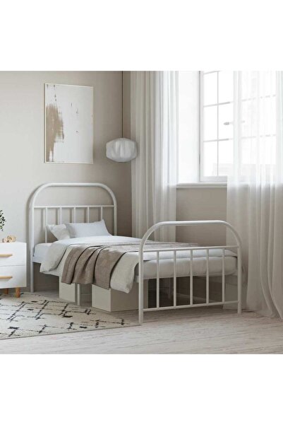 Concept Μεταλλικό σκελετό κρεβατιού με κεφαλάρι/πόδι, λευκό, 90x190 εκ.