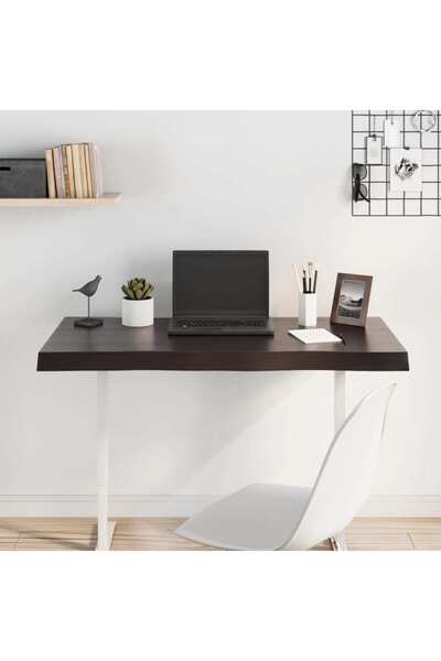 Concept Blat masă, 100x60x6 cm, gri, lemn stejar tratat contur organic