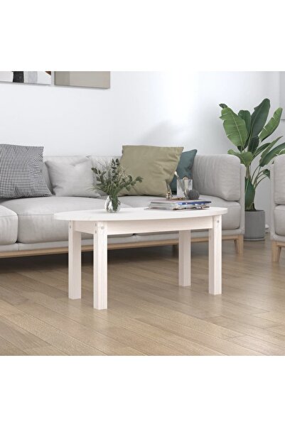 Concept Masă de cafea, albă, 80x40x35 cm, lemn masiv de pin