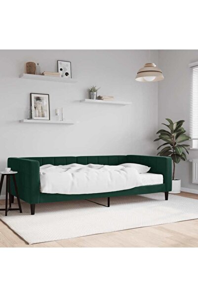 Concept Κρεβάτι ημέρας με στρώμα, σκούρο πράσινο, 100x200 εκ., Βελούδο