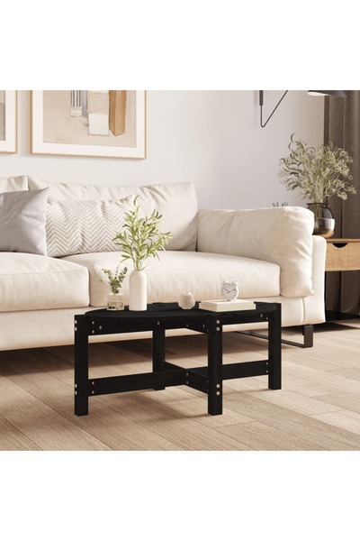 Concept Masă de cafea, neagră, 87x48x35 cm, lemn masiv de pin