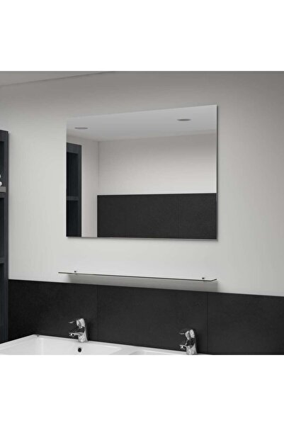 Concept Oglindă de perete cu raft, 80 x 60 cm, sticlă securizată