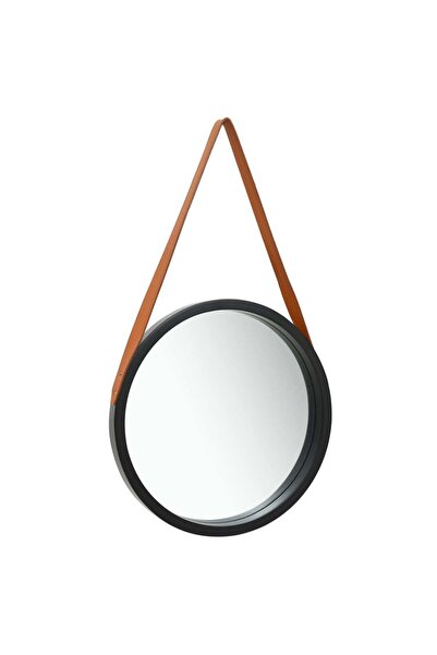 Concept Oglindă de perete cu o curea, 40 cm, negru