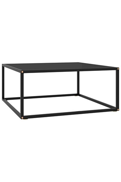 Concept Masă de cafea, neagră cu sticlă neagră, 80x80x35 cm