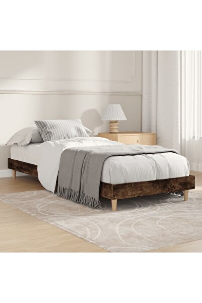 Concept Σκελετός κρεβατιού, καπνιστή δρυς, 75x190 εκ., επεξεργασμένο ξύλο