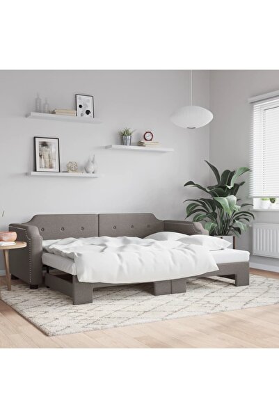 Concept Pat de zi cu extensie, gri taupe, 90x200 cm, material textil