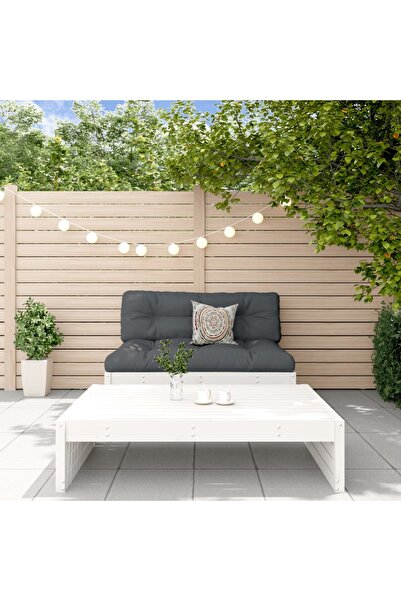 Concept Σετ επίπλων κήπου με μαξιλάρια, 2 τεμάχια, λευκό, μασίφ ξύλο