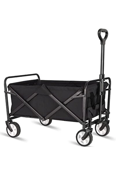 Arabest Folding Wagon, Utility Grocery Wagon for Camping Shopping Sports(Black)