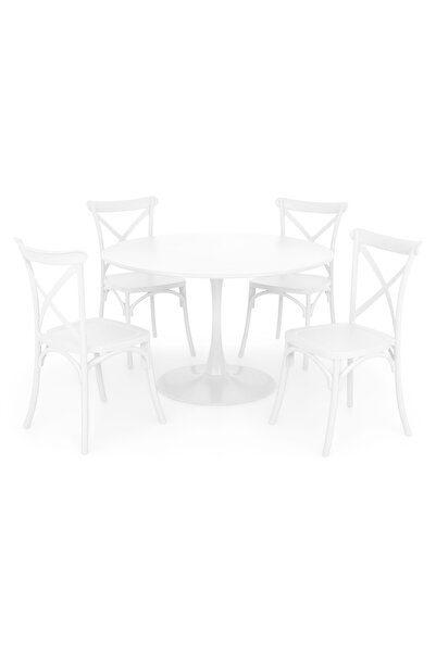 Maison Mex Garden/terrace furniture set 4 chairs and table PLEZURO/SUCCOR, white