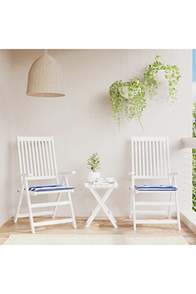 Concept Μαξιλάρια καρέκλας κήπου 2 τεμάχια μπλε & λευκές ρίγες 50x50x3 εκ., ύ...