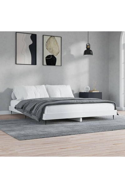 Concept Σκελετός κρεβατιού, λευκό, 150x200 εκ., επεξεργασμένο ξύλο