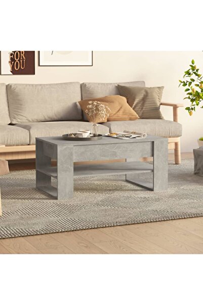 Concept Τραπεζάκι σαλονιού, γκρι σκυροδέματος, 102x55x45 εκ., επεξεργασμένο ξύλο
