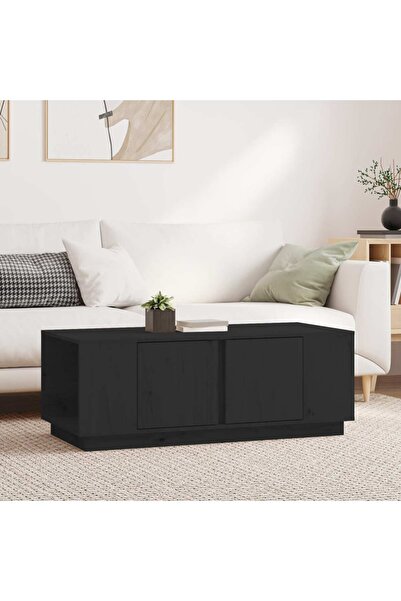 Concept Masă de cafea, neagră, 110x50x40 cm, lemn masiv de pin