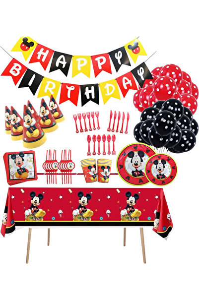 ANTADESIM Set of 118 pieces Mickey Mouse party tableware for 10 children, com...