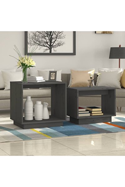 Concept Măsuțe de cafea suprapuse, 2 buc., gri, lemn masiv de pin