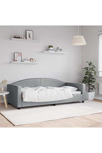 Concept Cadru de pat, gri deschis, 90x190 cm, material textil