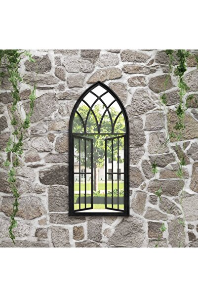 Concept Oglindă de grădină, negru, 100x45 cm, fier uz exterior