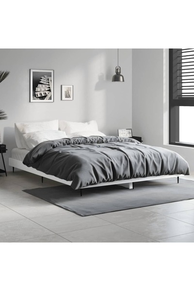 Concept Σκελετός κρεβατιού, λευκό, 140x190 εκ., επεξεργασμένο ξύλο