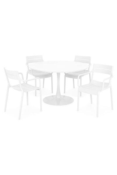 Maison Mex Garden/terrace furniture set 4 chairs and table PLEZURO/CRUSOE, white