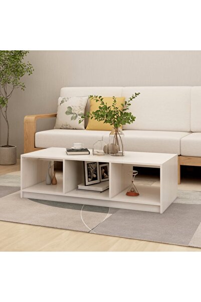 Concept Masă de cafea, albă, 110x50x34 cm, lemn masiv de pin