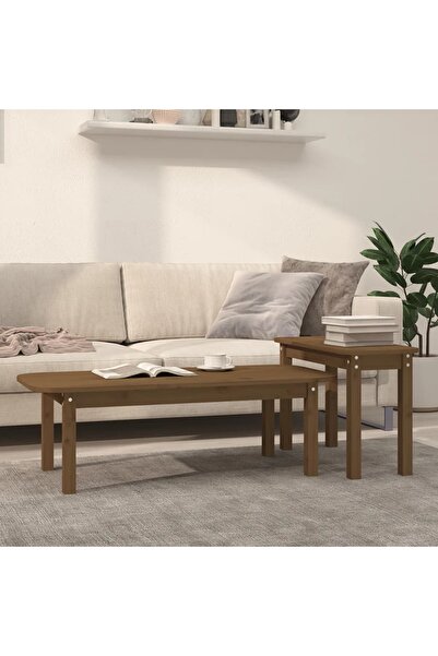 Concept Set măsuță de cafea, 2 piese, maro miere, lemn masiv de pin
