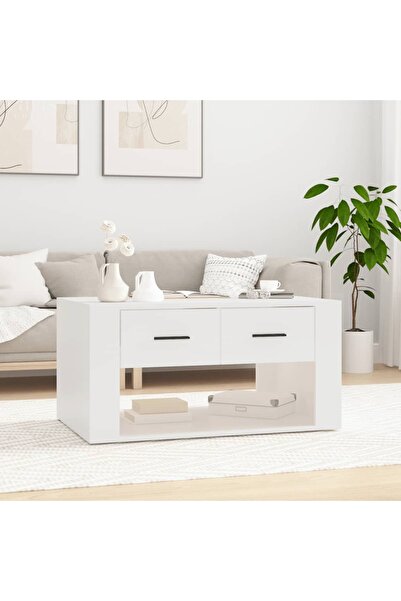 Concept Masă de cafea, albă, 80x50x40 cm, lemn compozit