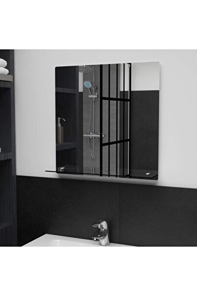 Concept Oglindă de perete cu raft, 50 x 50 cm, sticlă securizată